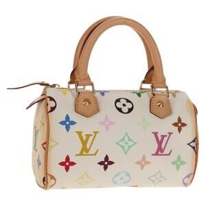 LOUIS VUITTON Monogram Multicolor Mini Speedy Hand Bag White M92645 Auth 145589V